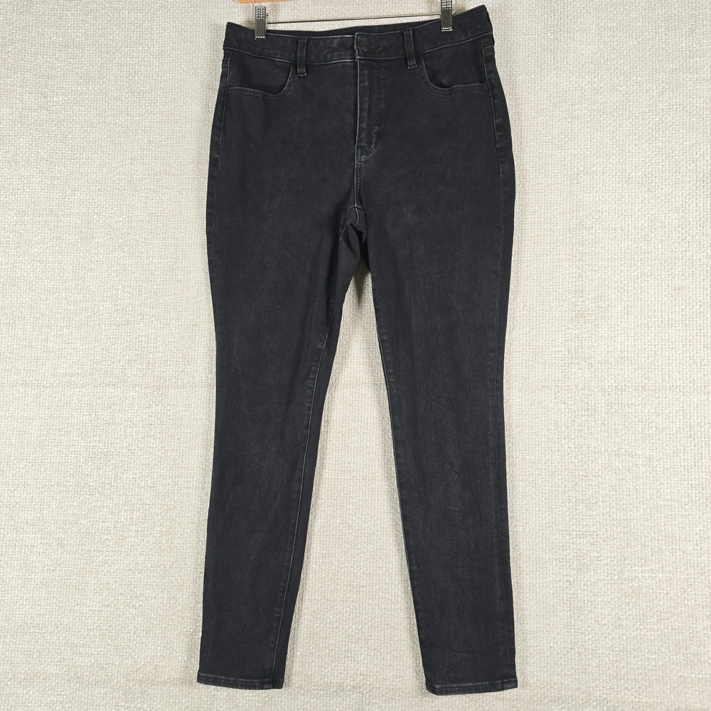American Eagle Dream Stretch Skinny Jeans Womens 12 Regular Black High Rise - Picture 1 of 9